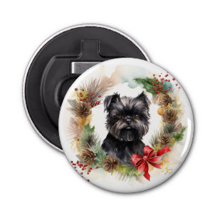 Affenpinscher Christmas Wreath Festive Pup Bottle Opener