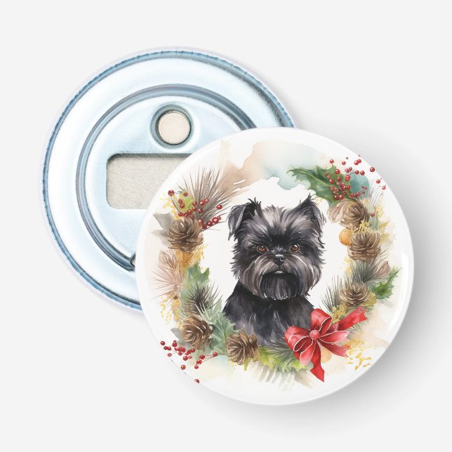 Affenpinscher Christmas Wreath Festive Pup Bottle Opener (Front)
