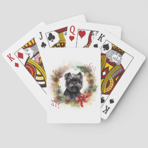 Affenpinscher Christmas Wreath Festive Pup Playing Cards