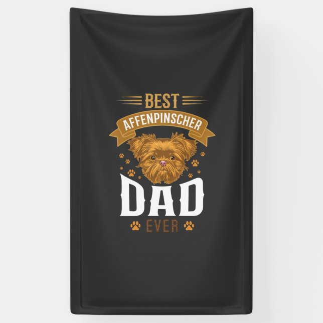 Affenpinscher Dad Ever Dog Face Paw Prints Banner (Vertical)