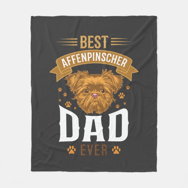 Affenpinscher Dad Ever Dog Face Paw Prints Fleece Blanket (Front)