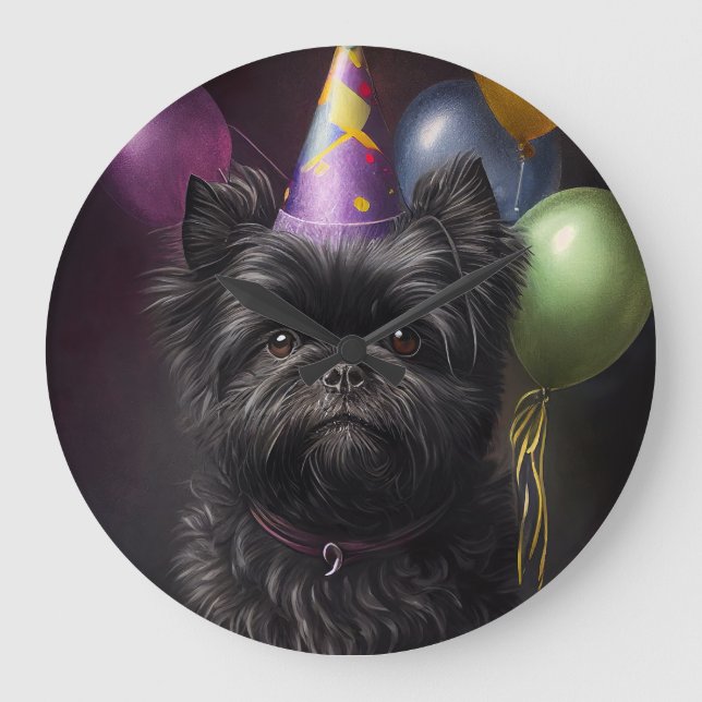 Affenpinscher Dog Birthday Balloons Large Clock (Front)