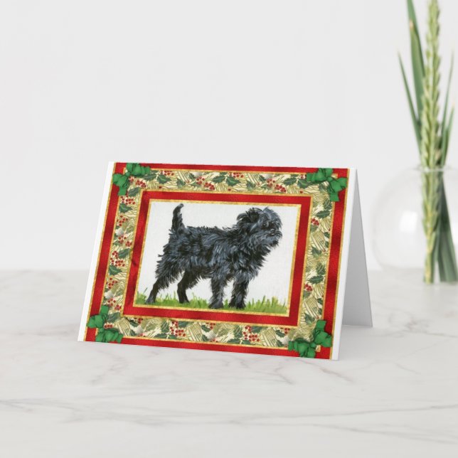 Affenpinscher Dog Blank Christmas Card (Front)