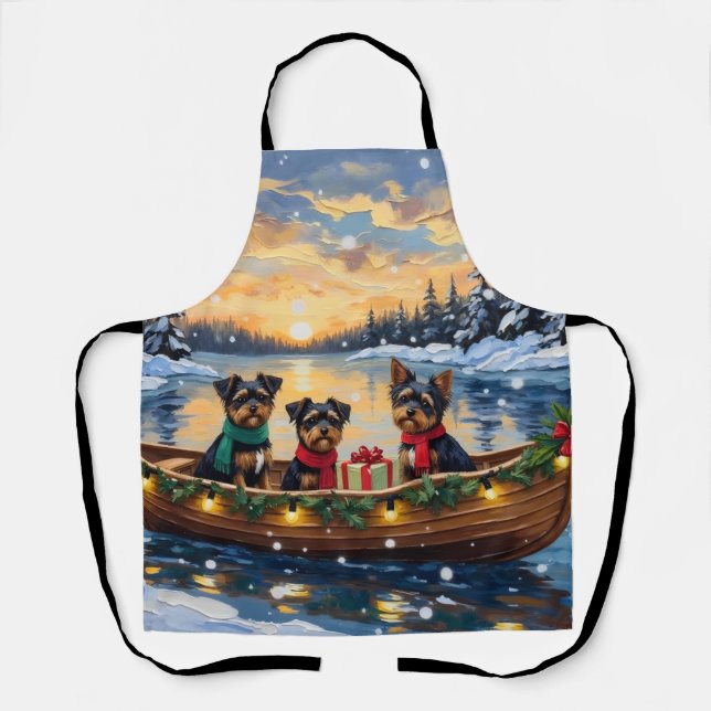 Affenpinscher Dog Christmas Boat Holiday Apron (Front)