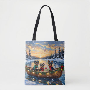 Affenpinscher Dog Christmas Boat Holiday Tote Bag