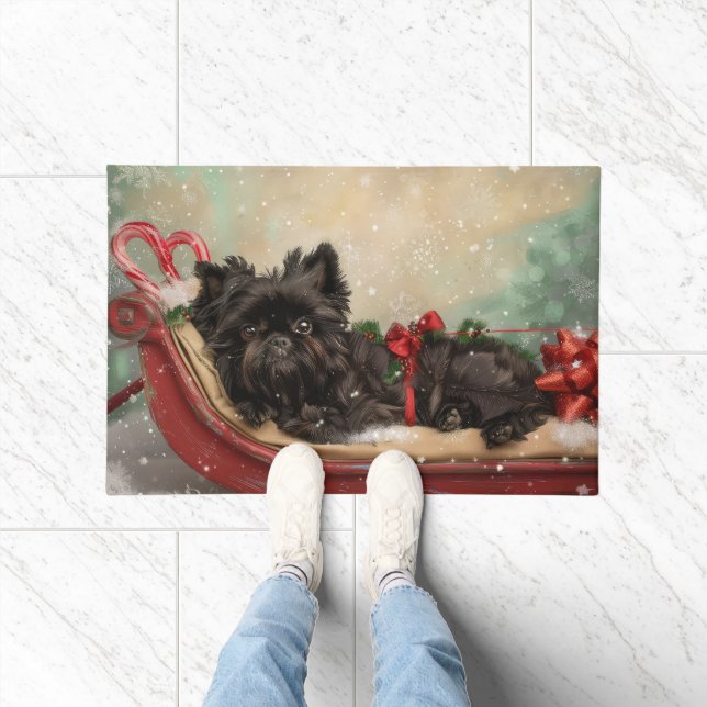 Affenpinscher Dog Christmas Festive Doormat (Indoor)