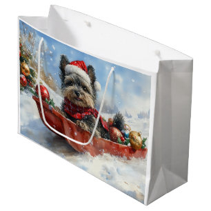 Affenpinscher Dog in Sledge Let it Snow Christmas Large Gift Bag