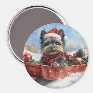 Affenpinscher Dog in Sledge Let it Snow Christmas Magnet