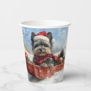 Affenpinscher Dog in Sledge Let it Snow Christmas Paper Cups