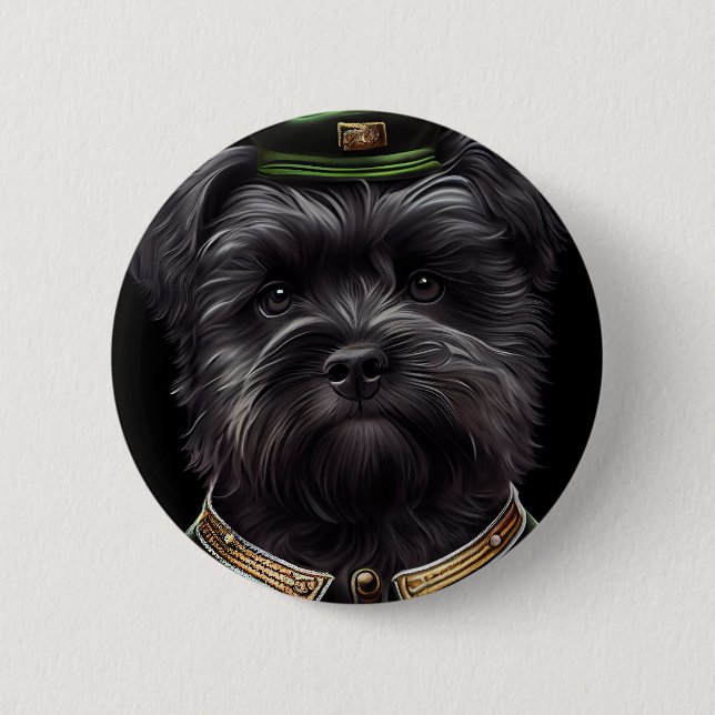 Affenpinscher dog in St. Patrick's Day Dress 6 Cm Round Badge (Front)