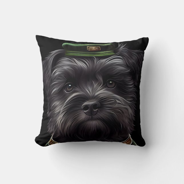 Affenpinscher dog in St. Patrick's Day Dress  Cushion (Front)