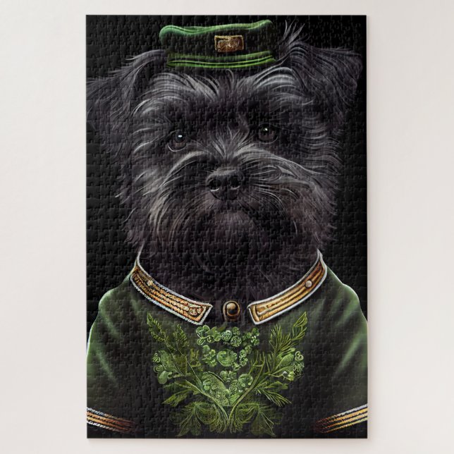 Affenpinscher dog in St. Patrick's Day Dress Jigsaw Puzzle (Vertical)
