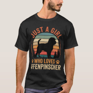 Affenpinscher Dog Lover Retro Sunset Girl T-Shirt