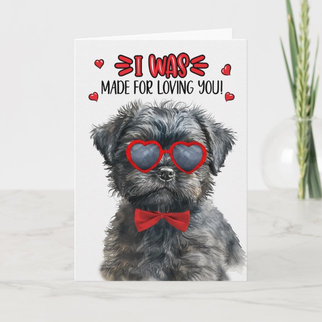 Affenpinscher Dog Made for Loving You Valentine Holiday Card (Front)