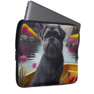 Affenpinscher Dog on a Paddle: A Scenic Adventure Laptop Sleeve