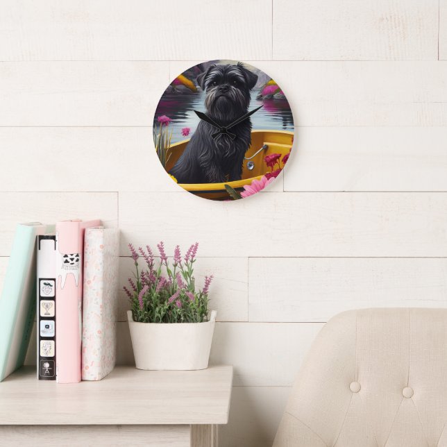 Affenpinscher Dog on a Paddle: A Scenic Adventure Large Clock (Reading Room)