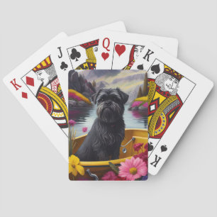 Affenpinscher Dog on a Paddle: A Scenic Adventure Playing Cards