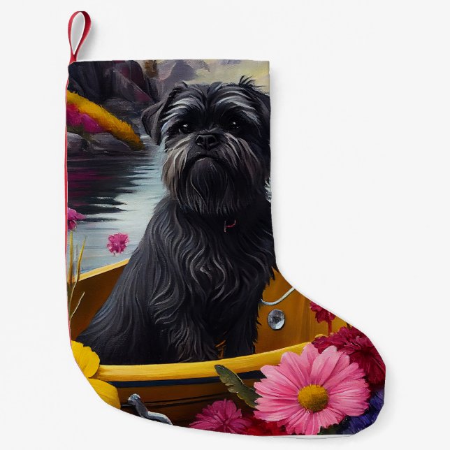 Affenpinscher Dog on a Paddle: A Scenic Adventure Small Christmas Stocking (Front)