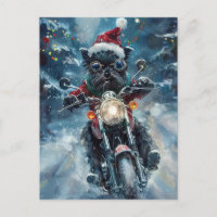 Affenpinscher Dog Riding Motorcycle Christmas