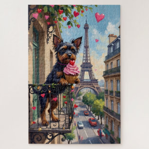 Affenpinscher Dog Valentine's Day Paris Balcony Jigsaw Puzzle