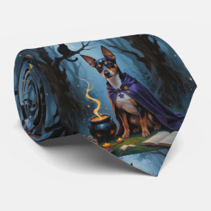 Affenpinscher Dog Whimsical Halloween Painting Tie