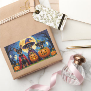 Affenpinscher Dogs Pumpkin Halloween Funny Rectangular Sticker