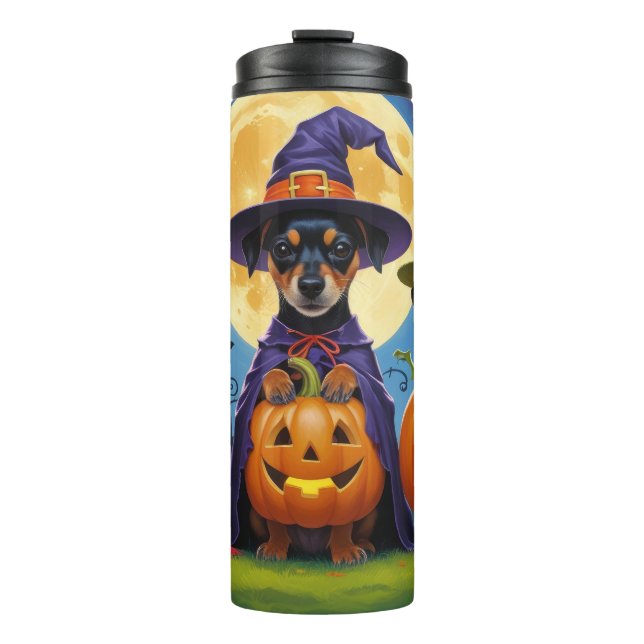 Affenpinscher Dogs Pumpkin Halloween Funny Thermal Tumbler (Front)