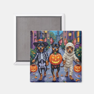 Affenpinscher Dogs Trick-or-Treating in Halloween  Magnet