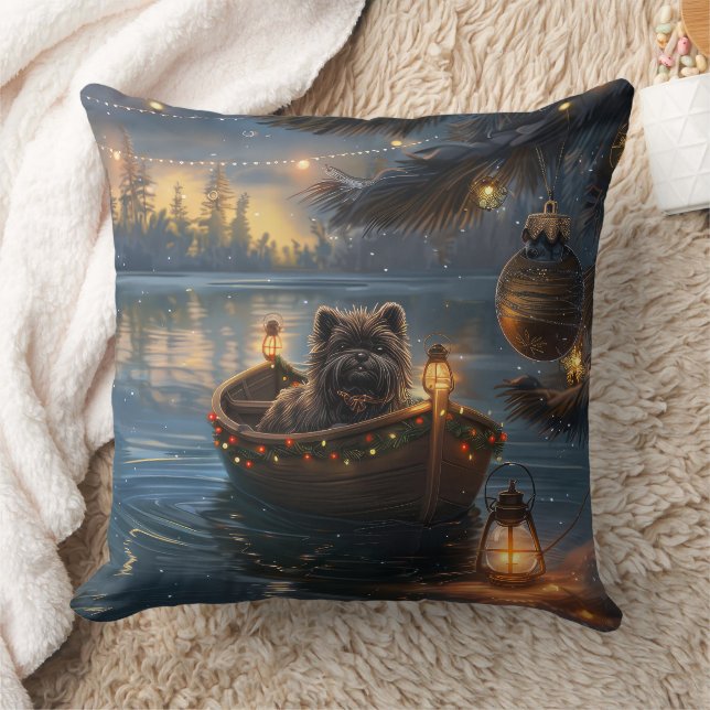 Affenpinscher Festive Christmas Voyage Cushion (Blanket)