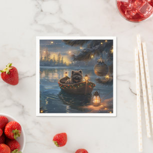 Affenpinscher Festive Christmas Voyage Napkin