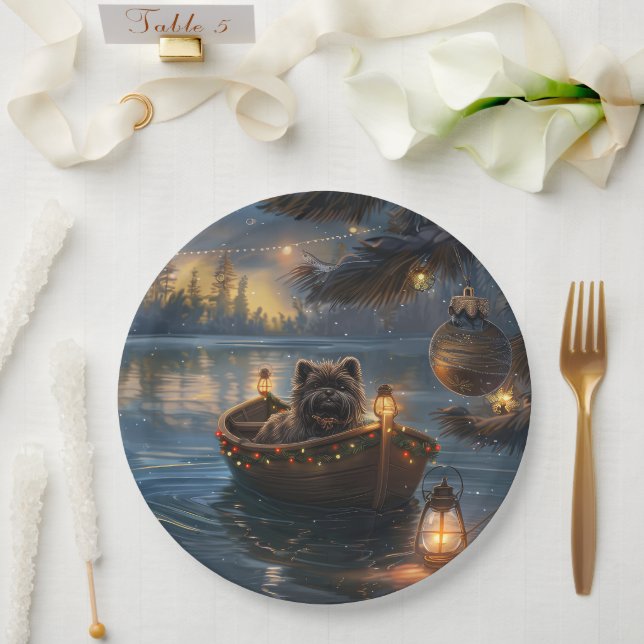 Affenpinscher Festive Christmas Voyage Paper Plate (Wedding)