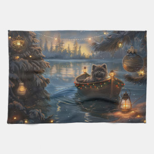 Affenpinscher Festive Christmas Voyage Tea Towel