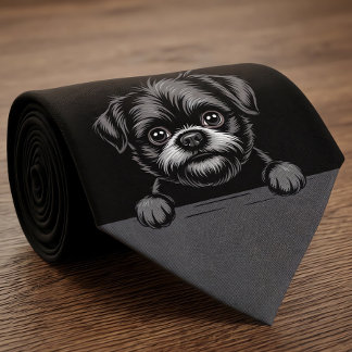 Affenpinscher Funny Peeking Puppy Dog Lover Tie