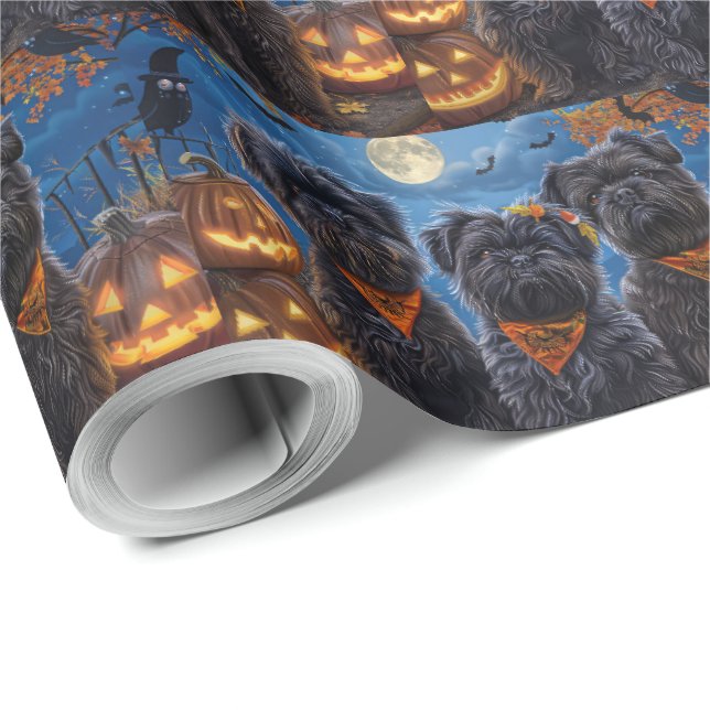Affenpinscher Halloween Spooky Wrapping Paper (Roll Corner)