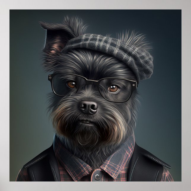 Affenpinscher Hipster Dog Poster (Front)