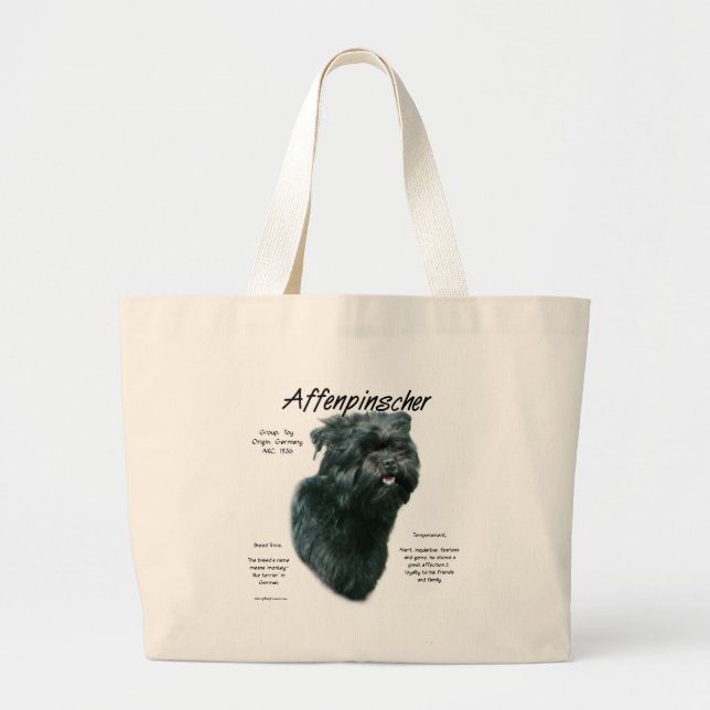 Affenpinscher History Design Large Tote Bag (Front)