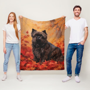 Affenpinscher in Autumn Leaves Fall Inspired Fleece Blanket