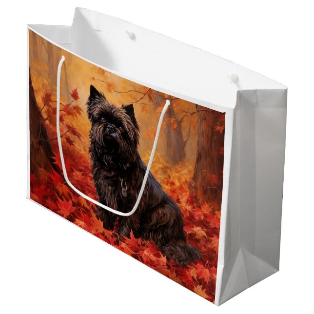 Affenpinscher in Autumn Leaves Fall Inspired  Large Gift Bag (Front Angled)