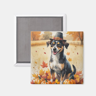Affenpinscher in Autumn Leaves Thanksgiving Art Magnet