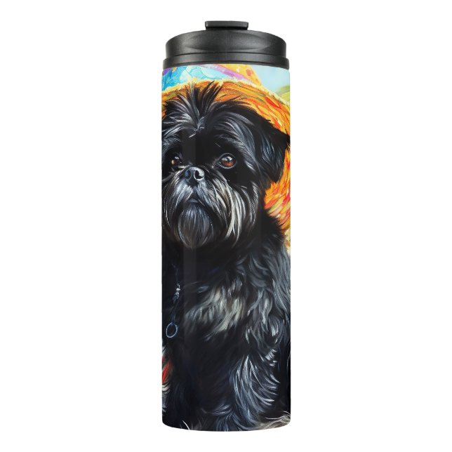 Affenpinscher on Beach, summer gift for dog lovers Thermal Tumbler (Front)