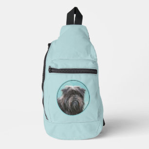 Affenpinscher Painting Black and Silver Dog Art Sling Bag