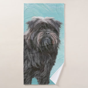 Affenpinscher Painting - Cute Original Dog Art Bath Towel Set