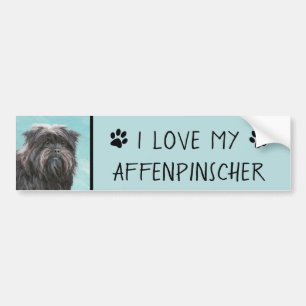 Affenpinscher Painting - Cute Original Dog Art Bumper Sticker