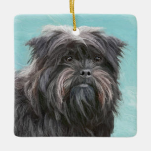 Affenpinscher Painting - Cute Original Dog Art Ceramic Ornament
