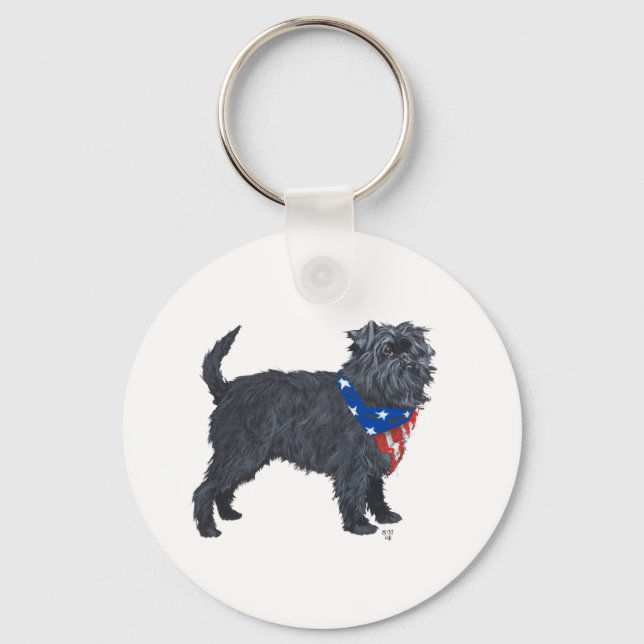 Affenpinscher Patriotic Key Ring (Front)