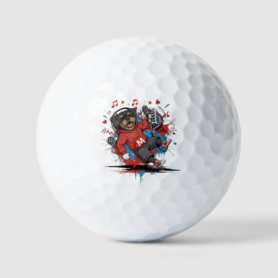 Affenpinscher Rock Star Singer Musical Podcast Art Golf Balls