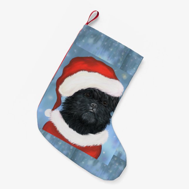 Affenpinscher Santa Small Christmas Stocking (Front (Hanging))