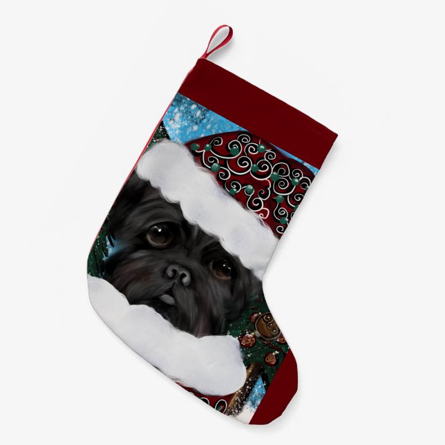 Affenpinscher Santa Small Christmas Stocking (Front (Hanging))