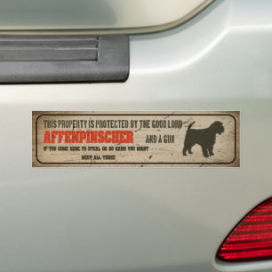 Affenpinscher Silhouette Funny Guard Dog Warning Bumper Sticker
