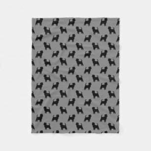 Affenpinscher Silhouettes Pattern Grey Fleece Blanket